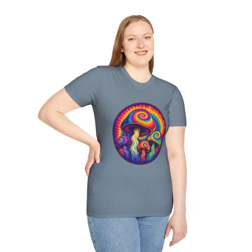Tie Dye Mushroom Psychedelic Trippy Retro Hippie Natur Unisex Softstyle T-Shirt - Bild 71 von 112