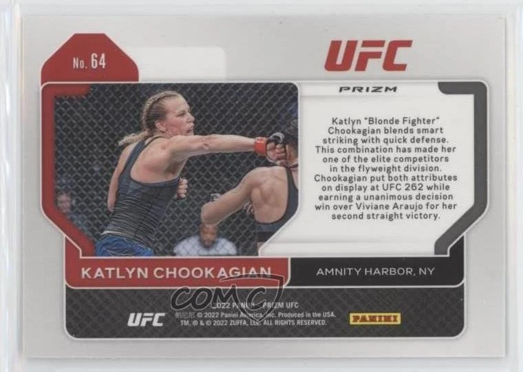 2022 Panini Prizm UFC White Sparkle Prizm Katlyn Cerminara Katlyn Chookagian #64 - Image 2 of 2