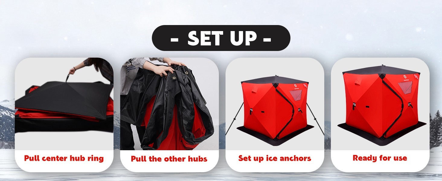 PORTABLE ICE FISHING HUB-STYLE SHANTY  REMOVABLE FLOOR MAT, 58"(NON-INSULATED)