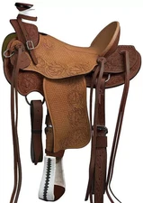 Premium Leather Wade Western Roping Ranch Tack Saddle Set 15".