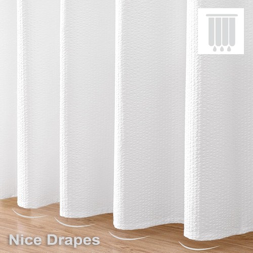 OVZME White Long Stall Shower Curtain 54X78 inch, Embossed 54x78", - Picture 7 of 7