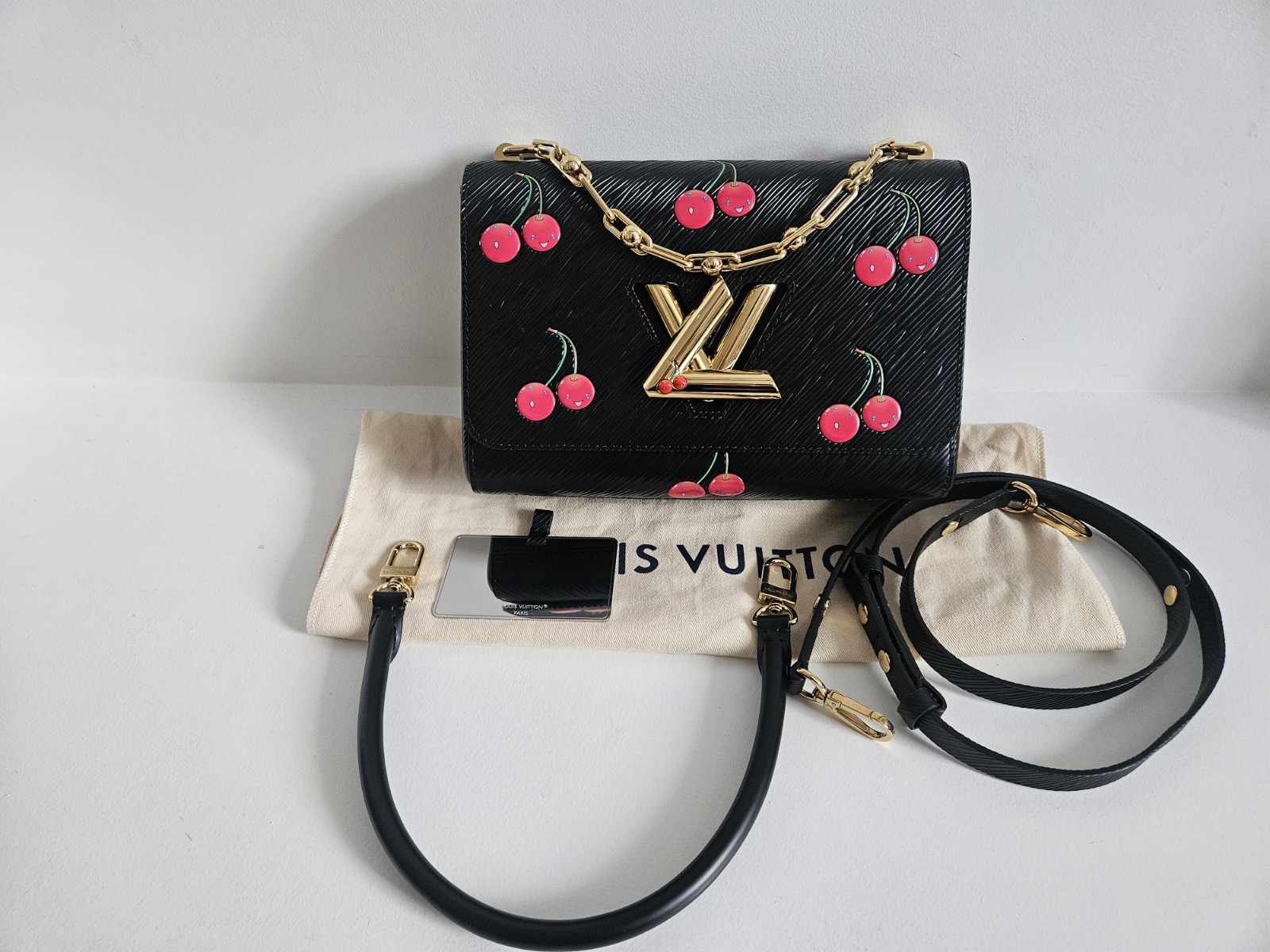Rare Louis Vuitton X Murakami Cherry Twist MM Black Epi Bag