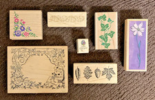 Lot Of 7 Flowers, Leaves And Vine Rubber Stamps