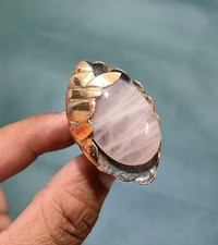 Rose Quartz Ring Wire Wrapped Jewelry Designer Ring For Gift