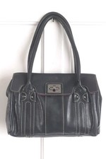 CLARKS Black Leather Y2k Tote Orgainiser Bag Shoulder Handbag Pink Lining 