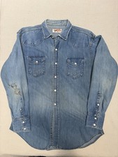 Vtg 60s PENNEYS RANCHCRAFT Sanforized Denim Snap Western Shirt Work