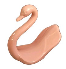 Vintage Peach / Pink Swan Soap Dish Washcloth/ Towel Holder