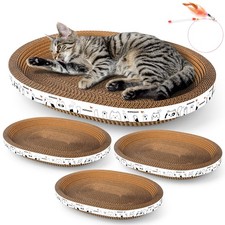 Oval Cardboard Cat Scratcher Lounger Bed HighDensity Scratching Pad 3 PCS