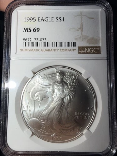 1995 American Silver Eagle S$1 NGC MS69 - Classic Brown Label