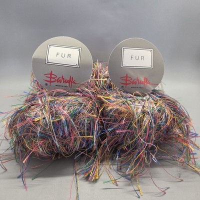 Vtg Baruffa Fur Eyelash Yarn Skeins (4) Multicolor Polyester Italy New/Used EUC 