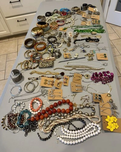 Vintage Jewelry Lot Coro Monet Avon Trifari Red Coral 925 Necklace Rings Cuffs