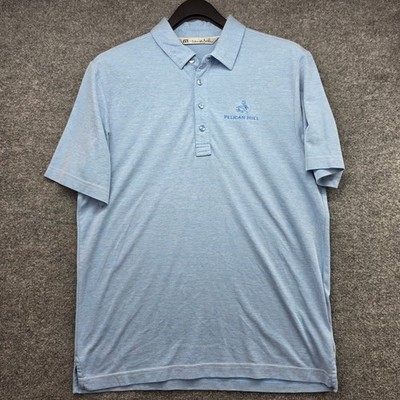 TravisMathew Pelican Hill Mens Pima Cotton Blend Polo Shirt Light Blue Size M