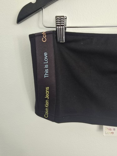 Calvin Klein Crop Top Strapless This Is Love Black Womans Size XL CrossFit Gym - Picture 3 of 10