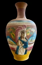 RECUERDO DE CUERNAVACA Folk Art Pottery Indian  Indigenous Mexican Redware Vase