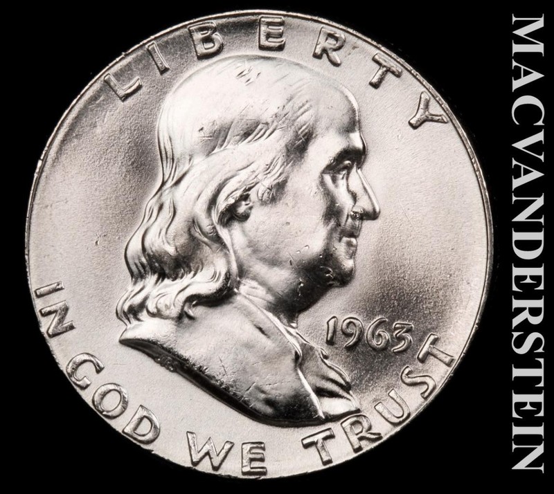 1963 Franklin Half Dollar- Silver- Choice Gem Brilliant Unc- Luster #L9367