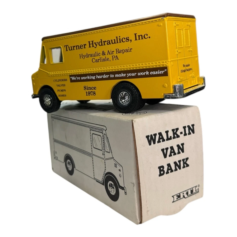 ERTL Turner Hydraulics Grumman Walk-In Van Toy Bank 1996 escala 1:43 *NUEVO EN CAJA* RARO* Foto 3 de 4