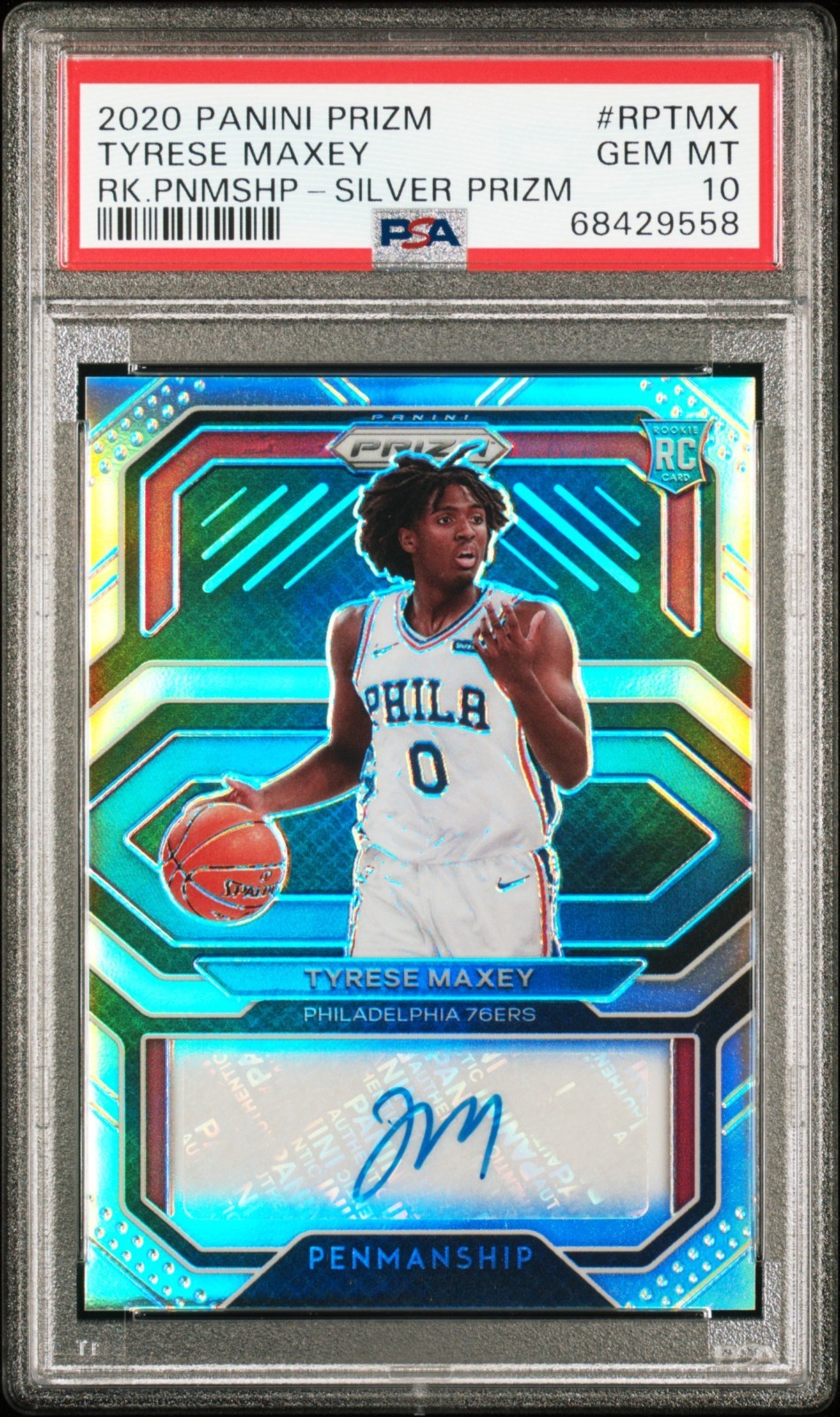 Tyrese Maxey - 2020-21 Panini Prizm Rookie Penmanship Autograph SILVER - PSA 10
