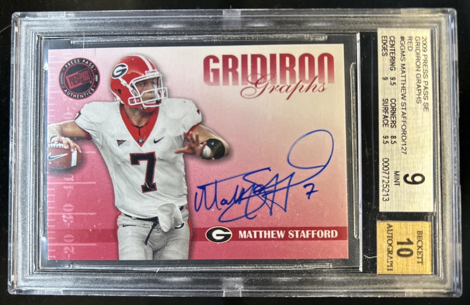 Matthew Stafford Press Pass Se Gridiron Graphs Gold #GGMS Red