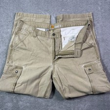 Carhartt Relaxed Fit Canvas Cargo Pants Men's 38x30 Workwear Outdoor Beige