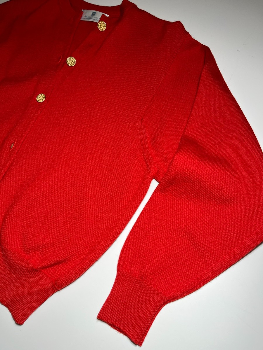 Ballantyne Made in Scotland Vintage Merino Wool Red Cardigan
