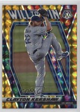 2021 Panini Mosaic Will to Win Reactive Yellow Prizm /99 Clayton Kershaw 4g8