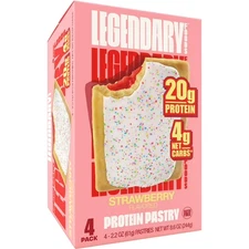 Legendary Foods Protein Pastry, Strawberry, 4 Pack | Protein Snack | Free Ship