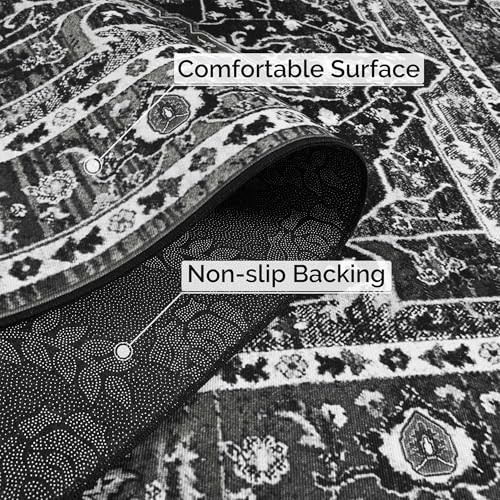 Soft Area Rug 4x6, Washable Vintage Rug for Bedroom Living Room, Non-Slip Low - Picture 4 of 8