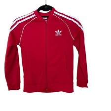 Adidas Adicolor SST Track Jacket Youth Small Full Zip Red White 3 Stripes