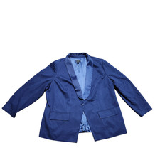 J Jason Wu Blazer Jacket Womens Size 24W Plus Blue Tuxedo Suit Rayon Coat Top SS