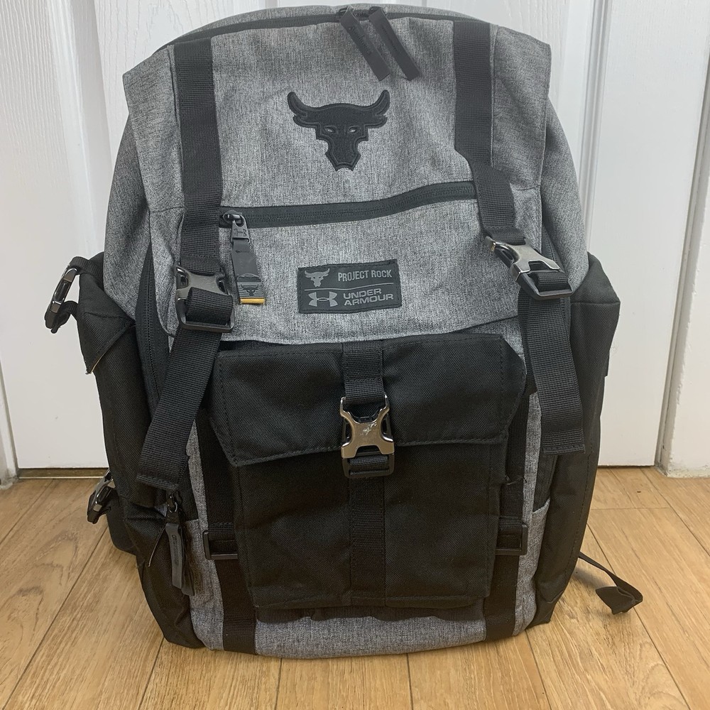 Under Armour Project Rock Gray Laptop Backpack for Training Outdoor Sports  