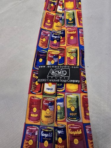 ACME Studio ANDY WARHOL “Campbell's Soup” 100% Silk Tie 57x3.5 - Picture 1 of 7