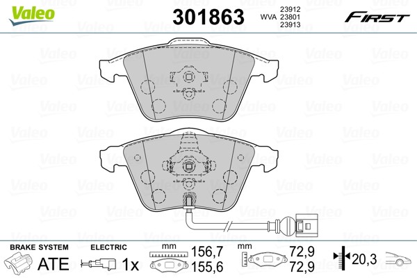 Plaquettes de frein Valeo 301863 anti-bruit pour frein à disque