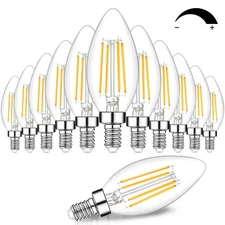 12-Pack Dimmable E12 LED Candelabra Bulbs 60W Equivalent, 2700K Soft Warm Whi...