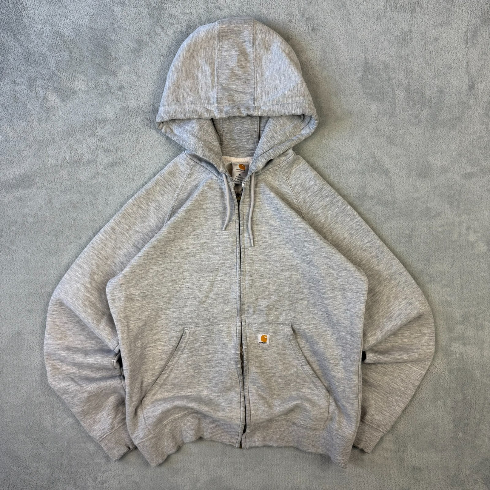 Women's Vintage Carhartt 2000s Y2K Grey Heavyweight Size Medium Full Zip Hoodie