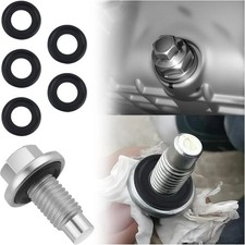 M12 1.75 Oil Drain Plug with 5 Gaskets, Oil Pan Drain Plug Replacement OEM EJ7Z
