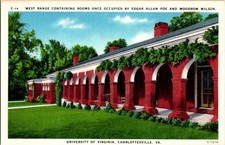 Vintage University of Virginia West Range Postcard Edgar Allan Poe Room