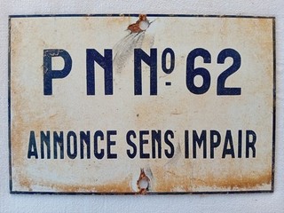 SNCF plaque émaillée PASSAGE à NIVEAU annonce sens impair PN N°62 signalisation