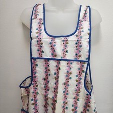 Vintage Tie Back Bib Kitchen Apron Blue And Pink Floral Cottagecore Granny NWT