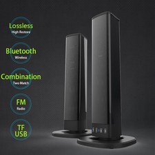 Portable Surround Sound Bar Wireless Subwoofer 2 Speaker System TV Home Theater