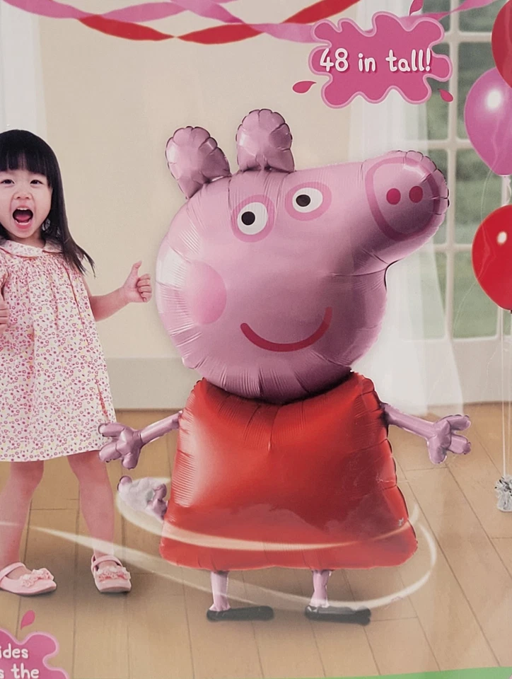 Peppa Pig 48" 3D Jumbo Airwalker Lámina Fiesta Globo Nuevo Paquete Abierto Foto 2 de 3