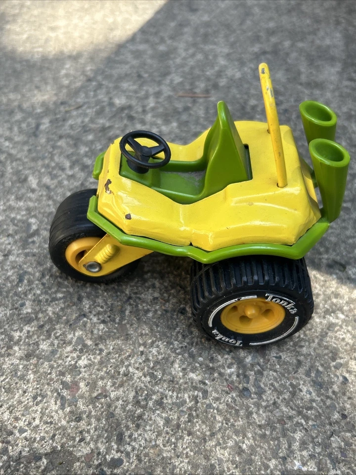 Triciclo de colección Tonka de 3 ruedas ATV verde amarillo acero prensado Foto 4 de 4