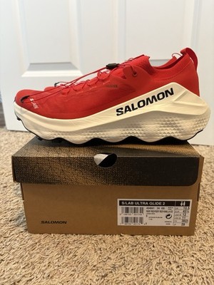 Salomon S/Lab Ultra Glide 2 Red White Men s 11 D - 2 Miles On Them