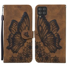 Retro Skin Feel Butterflies Embossing Horizontal Flip Leather Case with Holder &