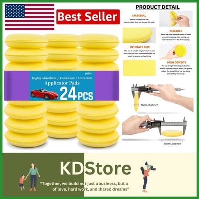 24 Pack 4-Inch Foam Car Wax Applicator Pads Reusable Detailing Sponges