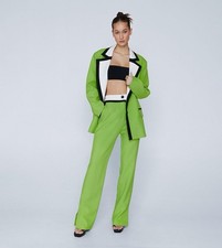Nasty Gal Tailored Color Block Pants in green Size US 12