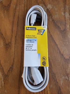 Fellowes Heavy Duty Extension Cord (9 ft / 3 m) - FAST FREE SHIPPING