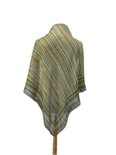 H81 Vintage Petite Fleur Paris Sheer Striped Scarf Metallic Thread Square French