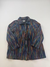 Habitat Jacket Womens Large Multicolor Stripe Knit Button Front Boho Art Coat