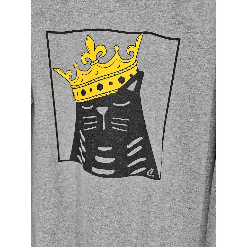Gato Dama Mujer Talla XL Cuello Redondo Sudadera Gris Negro Gato con Corona Foto 2 de 4