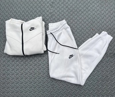 Nike Tech Fleece Full Zip Hoodie and Joggers Set Cream Black Mens Small